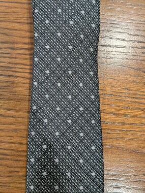 Tom Ford Black Tie with Light Gray Polka Dot Pattern